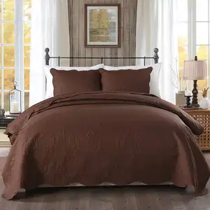 2019 100% Polyester Bed Spread Bedding Set Made In China King Size Quilted Solid Spanish Wedding Ultrasonic Bedspread