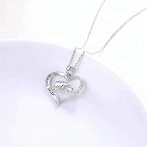 Mama Bear Heart Necklace 925 Sterling Silver Pendant Necklace <strong>for</strong> Mother - Product Image 3