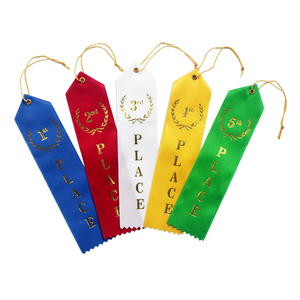 ริบบิ้นผ้าซาตินโพลีเอสเตอร์ผ้าซาตินสำหรับกิจกรรมของโรงเรียนริบบิ้นรางวัลสถานที่3rd 2ND 1st