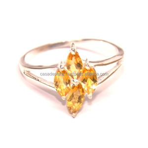 Marquise Cut Citrine Gemstone Bague en argent sterling 925, dernière conception de bague avec bague à la mode plaquée argent pour cadeau de mariage. - Product Image 3
