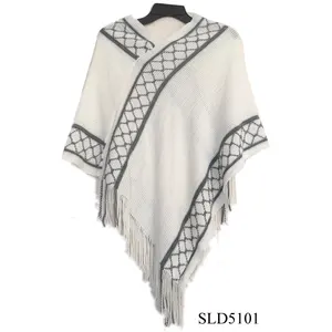 Neueste stil fashion pullover gestrickten pullover poncho