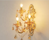 JYLIGHTING Lampe murale moderne de luxe à LED en verre et cristal 220V pour la maison, l'hôtel, la chambre à coucher, le salon, le style européen avec abat-jour en tissu