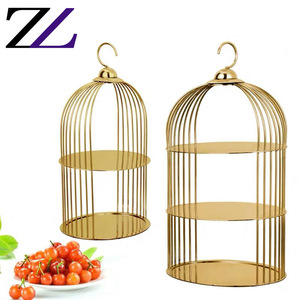 Zhuolin Phục Vụ Nhà hàng công cụ và thiết bị treo vàng alzate tiệc tự chọn bộ đám cưới <span class=keywords><strong>2</strong></span> hoặc 3 tầng chim lồng bánh đứng - Product Image 1