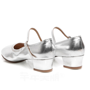 Zapatos de Baile Latino de Salón para Mujer, Estilo Casual, Dorados, Tacón <span class=keywords><strong>Bajo</strong></span>, Transpirables, Antideslizantes, de Cuero Genuino - Product Image 5