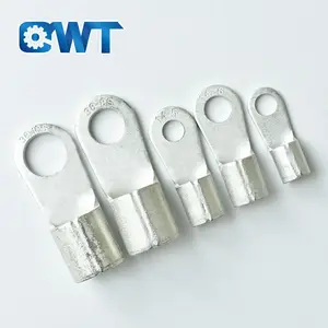 QWT RNB80-8 AWG 22-16 Non-insuleted Electrical Crimp Copper Cable Eye Lugs Round Ring Type Naked Terminals