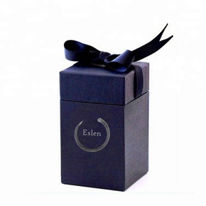 Custom paper cardboard printing candle gift box with ribbon
