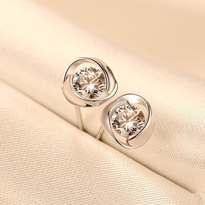 LUOTEEMI Luxury Women Elegant Accessories 2carat Round 3a Cubic Zirconia 925sterling Silver Rhodium Plated <strong>Small</strong> <strong>Stud</strong> <strong>Earring</strong> - Product Image 6