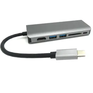 4K 30Hz HDMI-Ausgang USB C Typ C Hub zu HDMI TF-Karte USB 3.0 mit Ethernet-Adapter 6 in1 USB C HUB