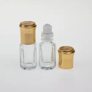 Botellas de cristal Octagonal de lujo, botellas para aceite oud con rodillo, attar, probador de Perfume, 3ml, 6ml, 12ml