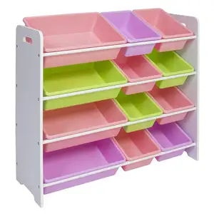 Оптовая продажа, цветные детские деревянные пластиковые органайзеры для игрушек и ящики для хранения, органайзер для игрушек с ящиками для хранения