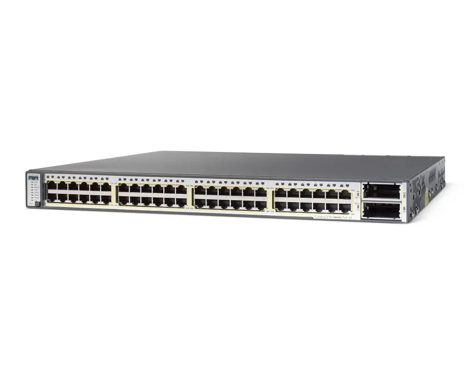 Used WS-C3750E-48PD-S 3750-E Series Switch with 48 10/100/1000 PoE+2*10GE(X2), 750W, IPB s/w