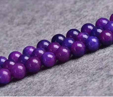 Perles de pierre précieuse naturelles personnalisées, 100 pièces, perles rondes polies, violettes, sugilite