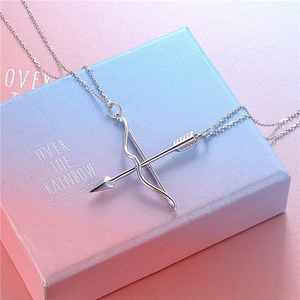Kalung liontin pasangan pita dan panah perak Sterling 925 - Product Image 5