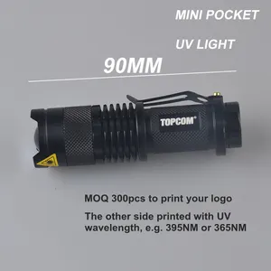 365nm Đèn Pin Cầm Tay UV Có Thể Phóng To Mạnh Mẽ Đèn Pin Hợp Kim Nhôm Bỏ Túi Đèn Pin Blacklight High Luen Cho Cắm Trại Ngoài Trời