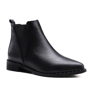 WETKISS China 품 Slip 에 Ankle Boots Women Shoes Solid Black) 저 (Low) 블 힐 Winter 옷 첨 발가락 첼시 Boots 리벳