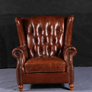 Sang trọng Mỹ ghế cổ điển chính hãng Da chesterfield trở lại ghế bành chần nút cán cánh tay cao trở lại ghế sofa - Product Image 6