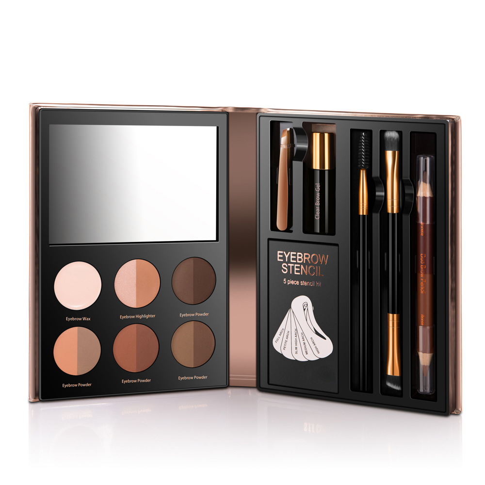 Профессиональная пудра для бровей из искусственной кожи, 8 цветов, 2 хайлайтера, 1 воск, наборы для макияжа бровей, палитра для макияжа