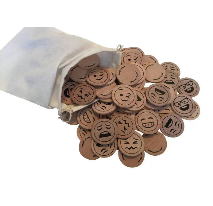Jeton en bois inachevé avec sac en coton, jeton en bois inachevé, logo personnalisé, pièces de monnaie, 1-1/2 pouces