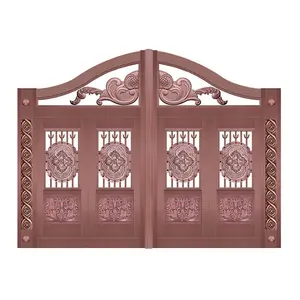 Puerta de entrada de acero con diseño de puerta principal de casa, de cobre, para villa