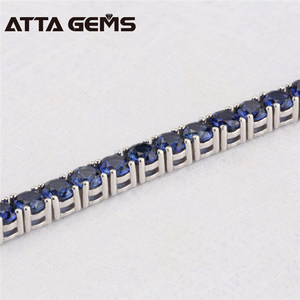 Pulsera de tenis de lujo con zafiro azul para mujer, plata de ley 925 - Product Image 3
