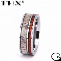 Bague en tungstène blanc à ajustement confortable avec incrustation en bois de Koa d'Hawaï et véritable bois de cerf, certifiée THX1-647, signification « Amour éternel », pour anniversaire
