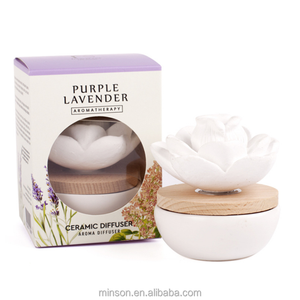 แจกันน้ำมันหอมระเหยสำหรับตกแต่งบ้านดอกไม้เซรามิกพร้อมฝาไม้และฝาไม้ - Product Image 2