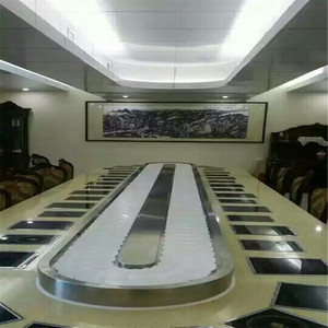 Hai lớp đa chức năng lẩu quay <span class=keywords><strong>Sushi</strong></span> Băng tải hệ thống vành đai với crescents - Product Image 4