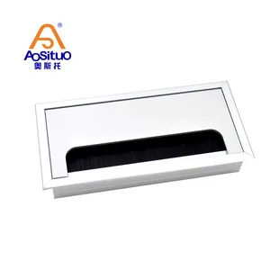 Mesa de oficina cuadrada de aleación de aluminio, al por mayor, cable de alimentación para ordenador de escritorio, ojal