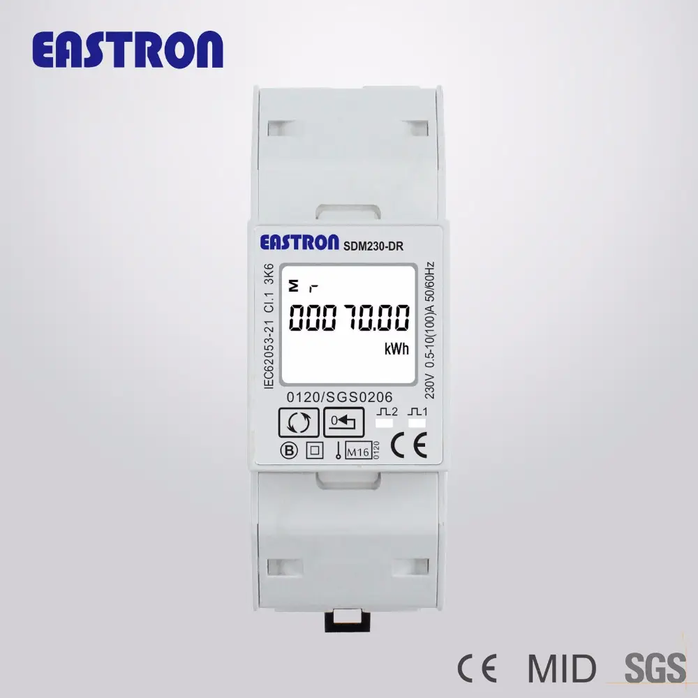 SDM230DR ขายร้อนเดี่ยวเฟส2 Din-Rail LCD วัตต์ชั่วโมง/เมตร/พลังงานกิโลวัตต์ Resettable