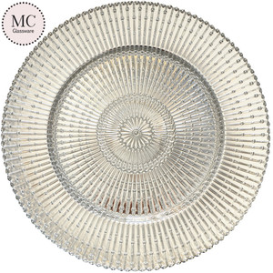 Piatto di Presentazione in Vetro Trasparente di Lusso da 13 Pollici con Bordo Dorato, <span class=keywords><strong>Sottopiatti</strong></span> Rotondi per Matrimoni, Eventi, Cene e Decorazioni da Tavola a Noleggio - Product Image 6
