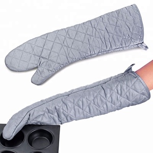 Kitchen Bakery Heatproof Microwave Baking Oven Mitt <strong>Gloves</strong> <strong>Silver</strong> White - Product Image 3