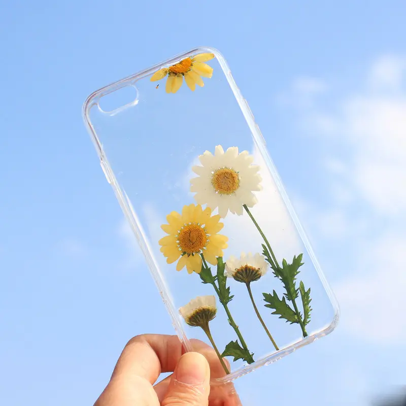 Real Pressed Dried Flowers Phone Case For iPhone XS Max XR 6 6s 7 8 Plus X TPU Clear Floral Cover Cases Fundas Women Girls