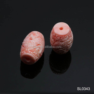 Piedra en polvo Rosa tallada de larga vida, cuentas de tambor con diseño de concha, SL0343, gran oferta - Product Image 4