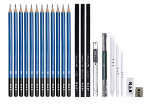 Ensemble de crayons de croquis en bois et de charbon de bois d'art pour le dessin, 23 pièces - Product Image 6
