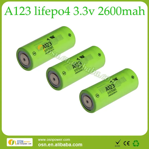 A123 système ANR26650M1A 2300mah lifepo4 batterie avec 30c taux de décharge élevé