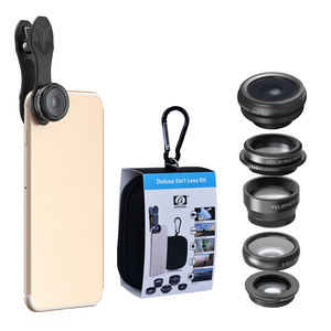 Kit d'objectifs universels 5 en 1 pour téléphone portable : objectif fisheye + grand angle + <span class=keywords><strong>macro</strong></span>, objectif de caméra mobile pour <span class=keywords><strong>iOS</strong></span> et Android - Product Image 2