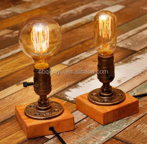 Loft Phong Cách Steampunk Công Nghiệp Cổ Điển Gỗ Tự Làm Bàn Đèn Với LED Kim Loại Bóng Đèn Bàn Điện Cho Trang Trí Nội Thất - Product Image 4