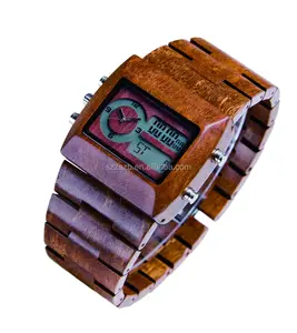 Reloj de madera digital hecho a mano, relojes de madera personalizados para hombre