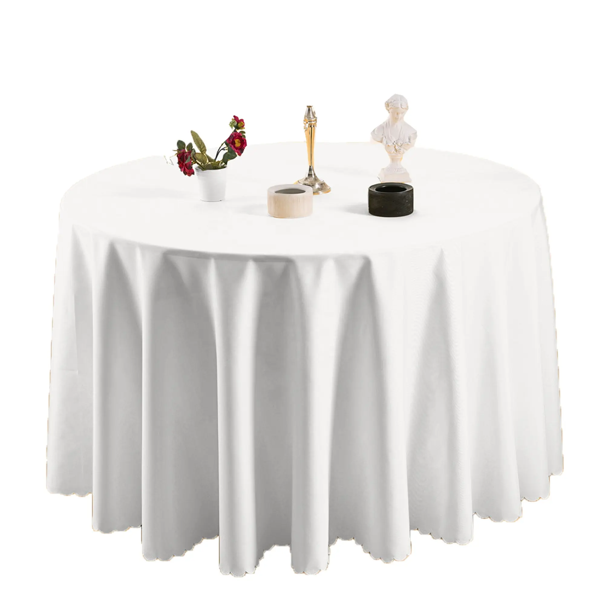 Wholesale plain table cover 132 inch round wedding table cloth