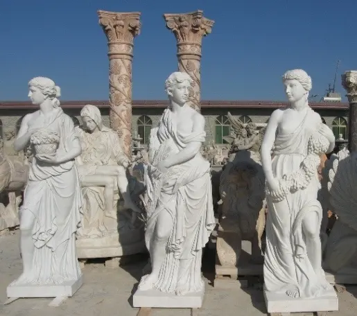 Personalizzato all'aperto a grandezza naturale di pietra di marmo scolpito statue donna nuda