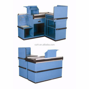 RH-CR028  1500*600*850mm+600*600*850mm Supermarket Checkout Counter Cash Register   Design Shop Cashier Counter With Good Price