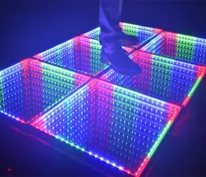Promotional Night Club Optical Illusions 3D Infinite Mirror LED Dance Floor For Wedding DJ Disco Party