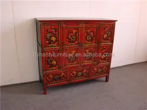 Mueble de madera tibetano pintado a mano de