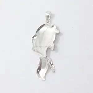 H1595 Rhinestone Jewelry Finding Silver Blank Base Goldfish Pendant