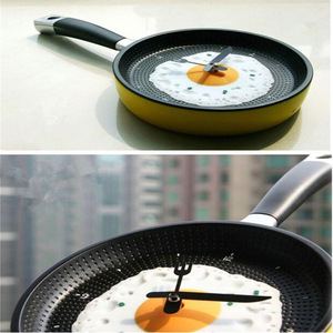 ZOGIFT Poêle avec Oeuf sur le plat En Forme Horloge Murale "Jaune" Retour, Shabby Chic, cuisine À Thème Unique Horloge Murale - Product Image 4