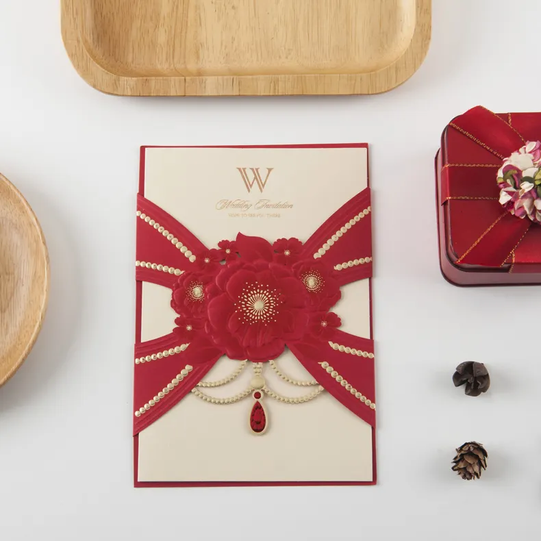 Neues Design Diamant Halskette Hochzeits einladung karte Design
