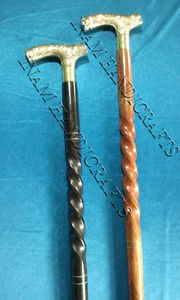 Bastón de madera hecho a mano con mango Derby de latón y punta de goma para uso de personas mayores - Product Image 2