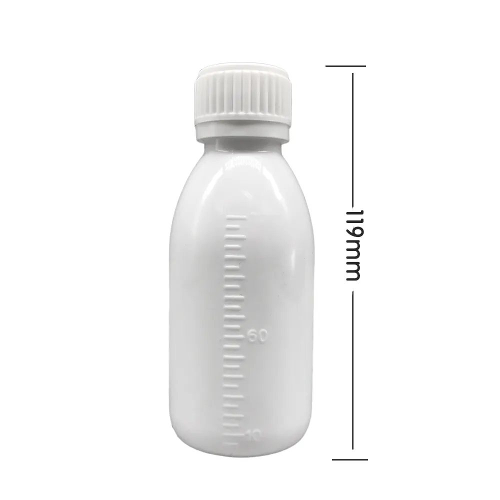 液体用120mlPETプラスチックミルクホワイトラウンドカフシロップボトル