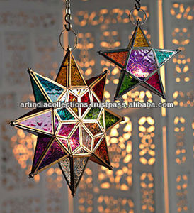 โคมไฟแขวนรูปดาวทำจากโลหะและแก้วสำหรับตกแต่งบ้าน - Product Image 1