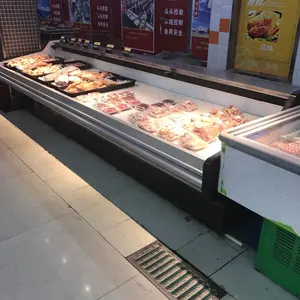 Pabrik Guangzhou Pendingin Tampilan Daging 2M dengan Kompresor Panasonic/Pendingin Display Ayam 5ft untuk Supermarket dan Butchery